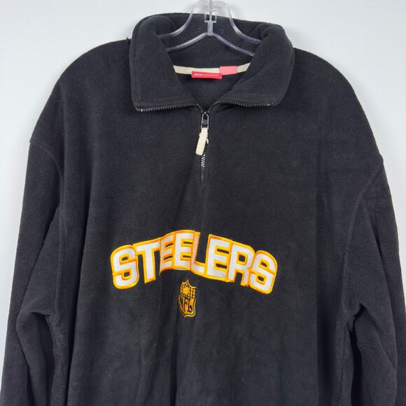 Vintage Reebok Men's 1/4 Zip Jacket NFL Pittsburgh Steelers Black Size 2XL - Picture 2 of 6